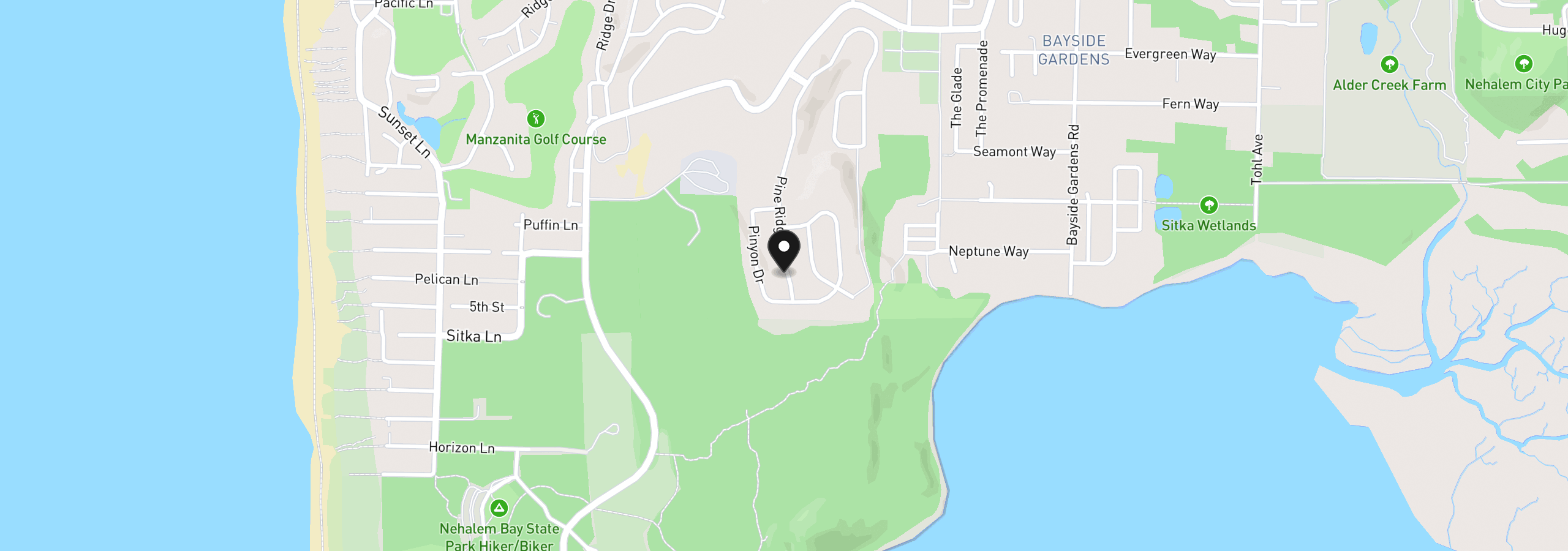Map showing the location of 9915 Pine Ridge Dr, Nehalem, OR 97131