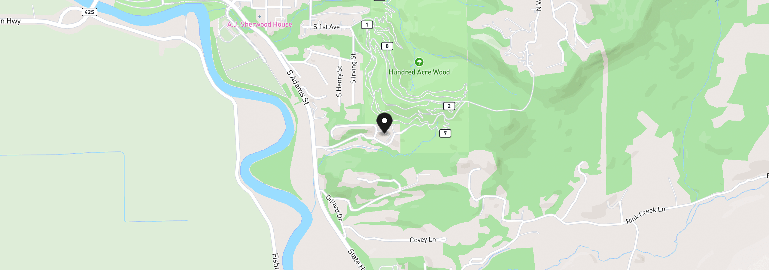 Map showing the location of 502 SE Johnson St, Coquille, OR 97423