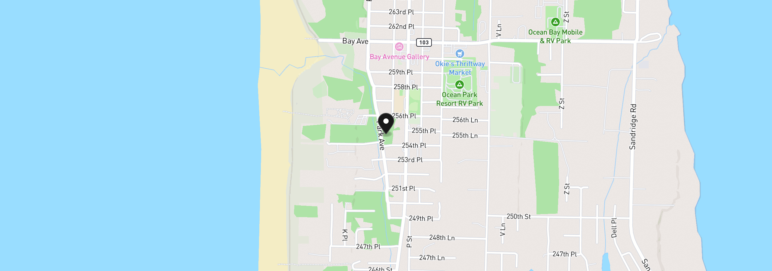 Map showing the location of 25502 Park Ave, Ocean Park, Wa 98640