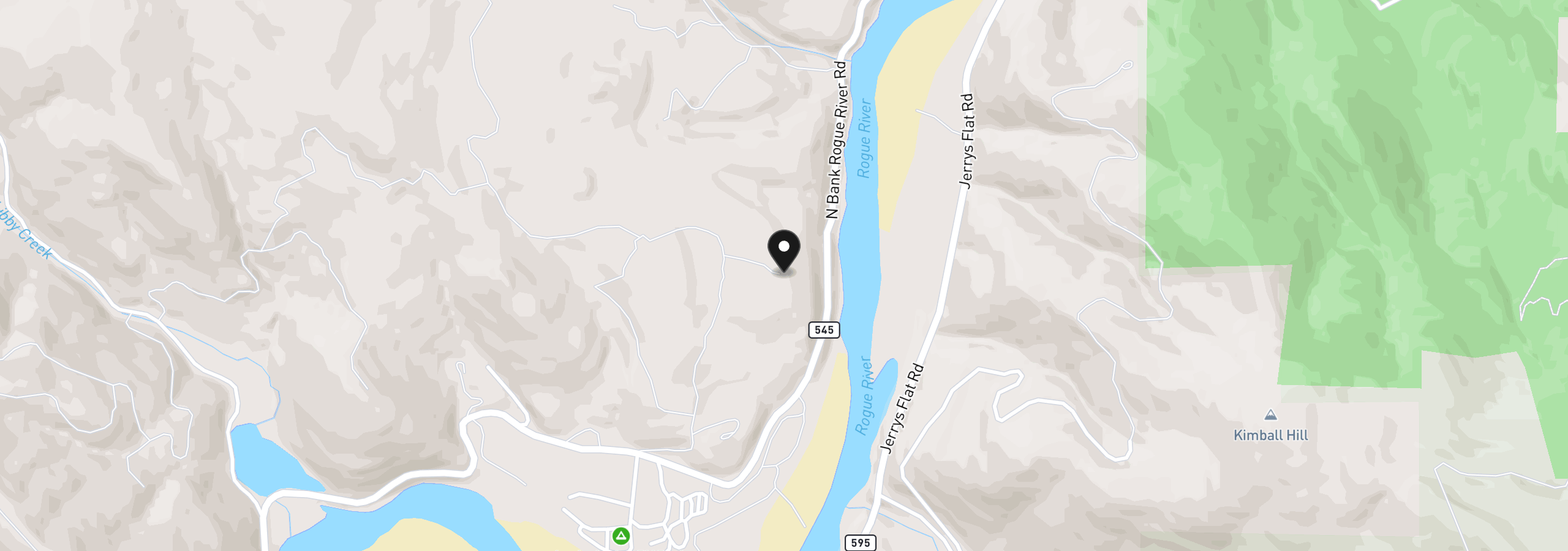 Map showing the location of 97137 N Bank Rogue River Rd, Gold Beach, OR 97444