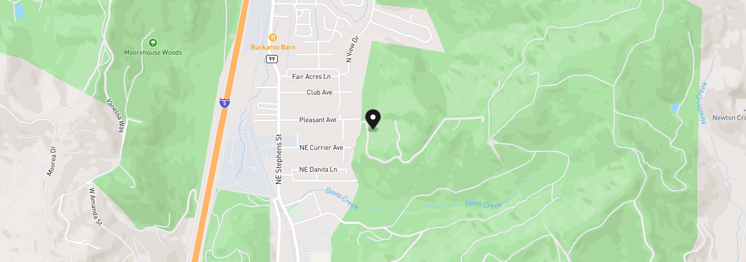 Map showing the location of 0 Ryan Heights Ln Tl 605, Roseburg, OR 97470