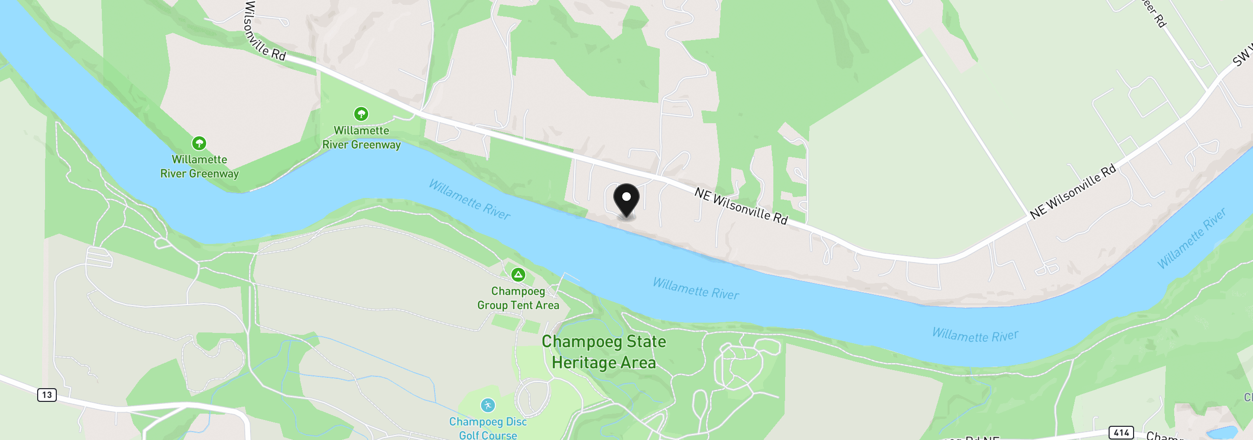 Map showing the location of 34854 NE Wilsonville Rd, Newberg, OR 97132