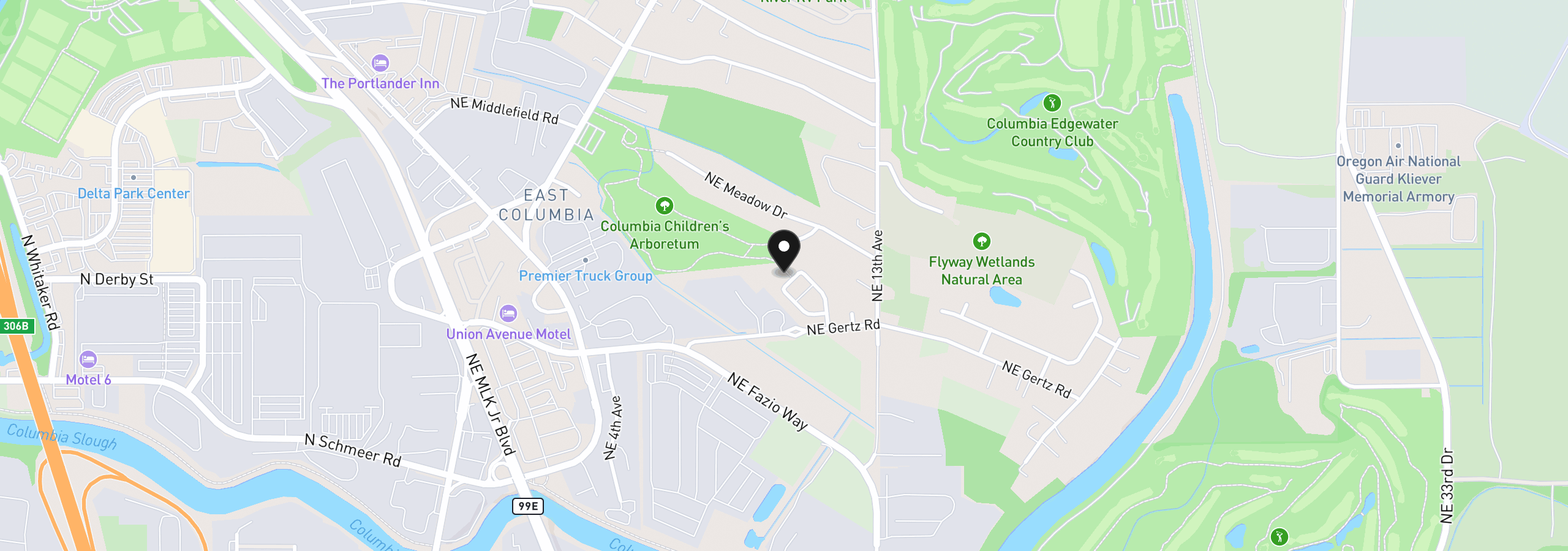 Map showing the location of 1037 NE Lija Loop, Portland, OR 97211