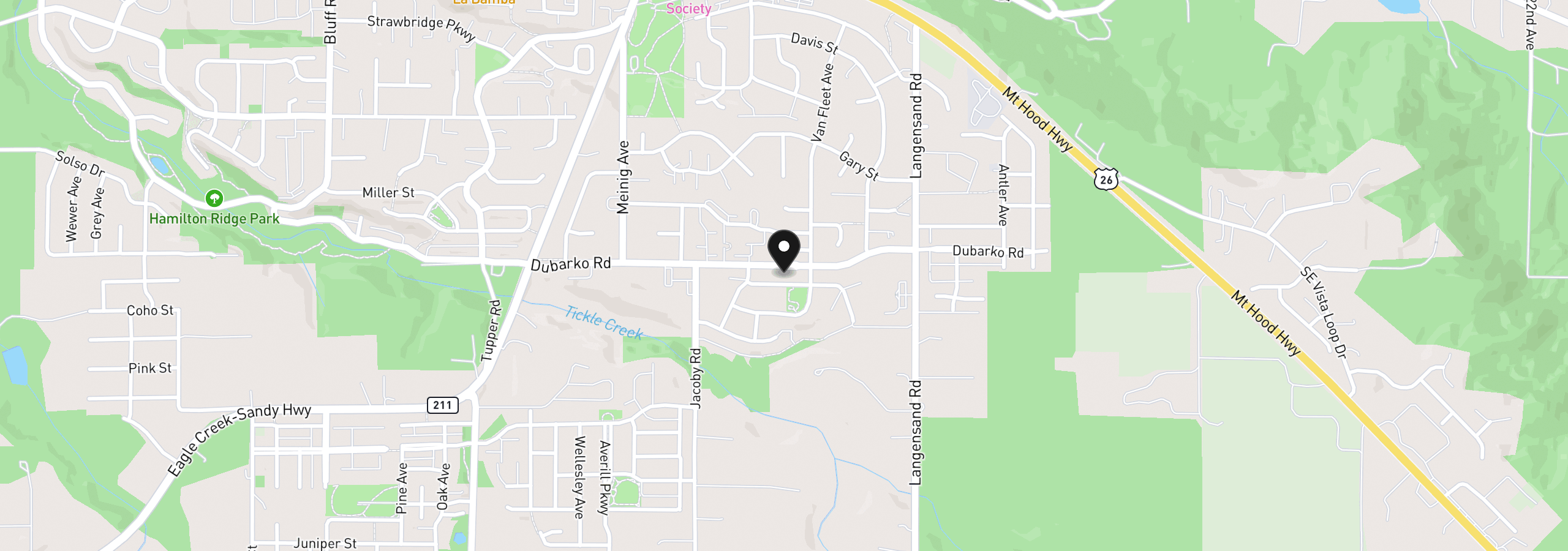 Map showing the location of 39583 Wall St, Sandy, OR 97055