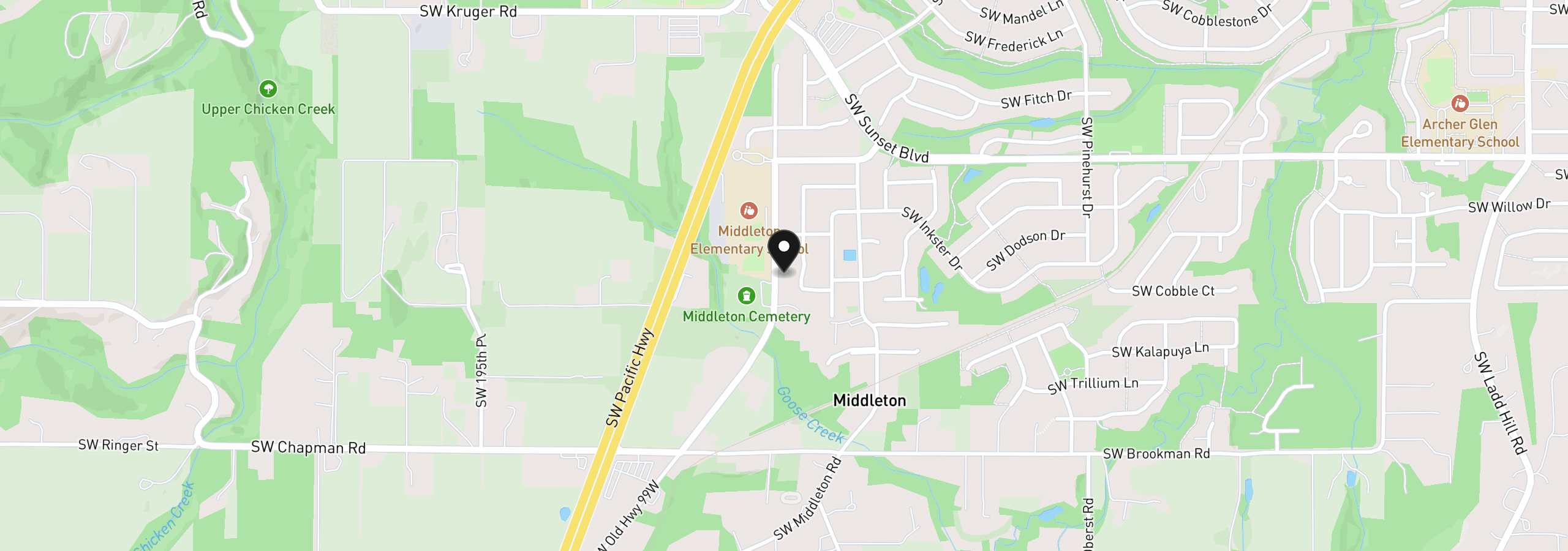 Map showing the location of 23904 SW Old Highway 99w, Sherwood, OR 97140