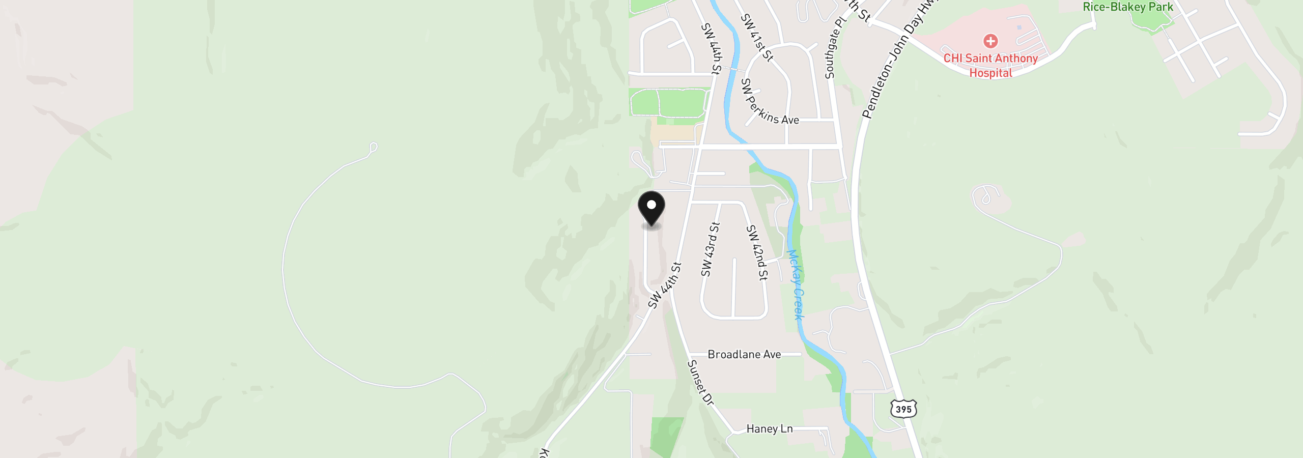Map showing the location of 1814 SW 45th St, Pendleton, OR 97801