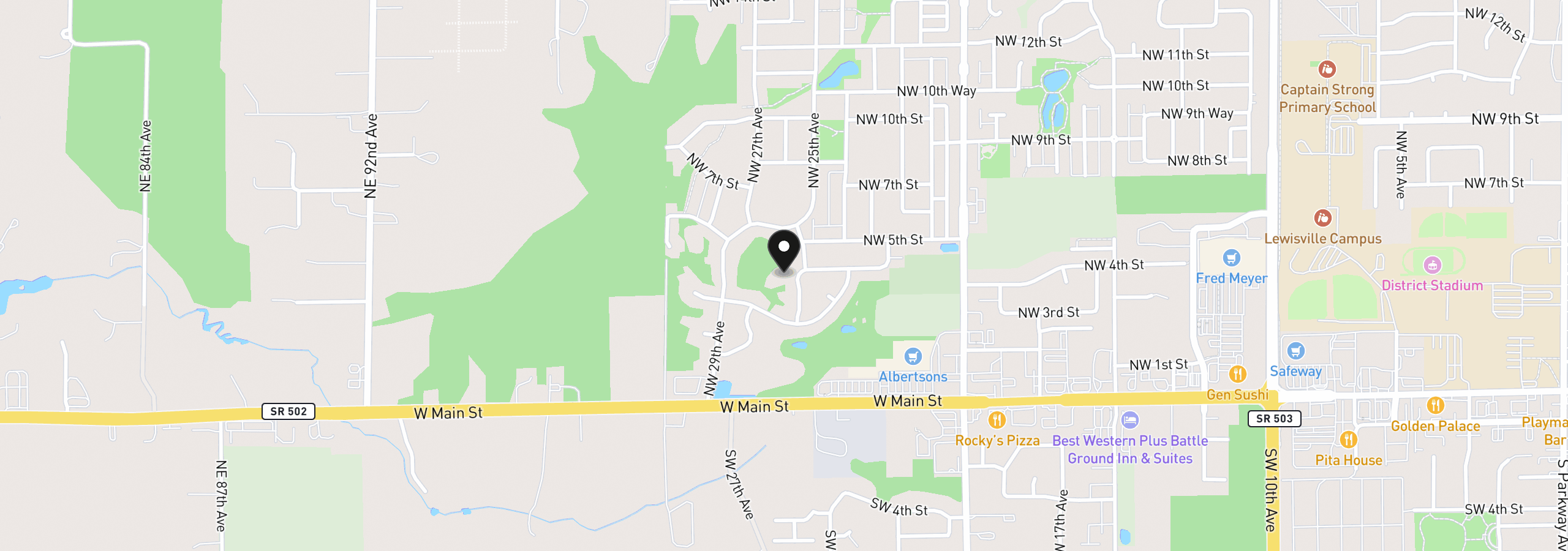 Map showing the location of 320 NW 25th Pl, Battle Ground, Wa 98604
