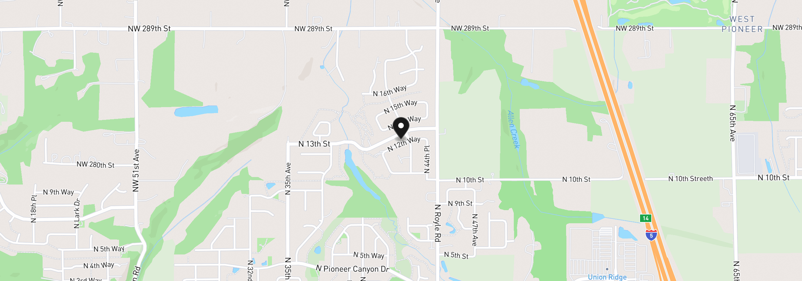 Map showing the location of 4216 N 12th Way, Ridgefield, Wa 98642