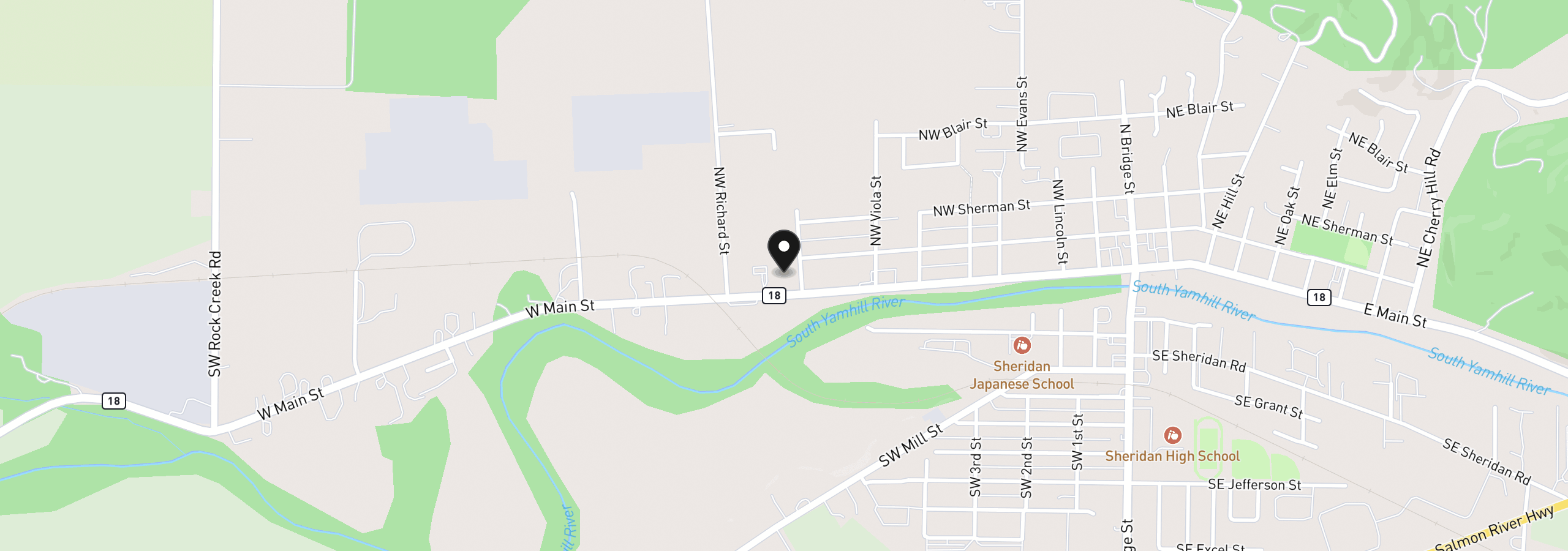 Map showing the location of 819 W Main St, Sheridan, OR 97378