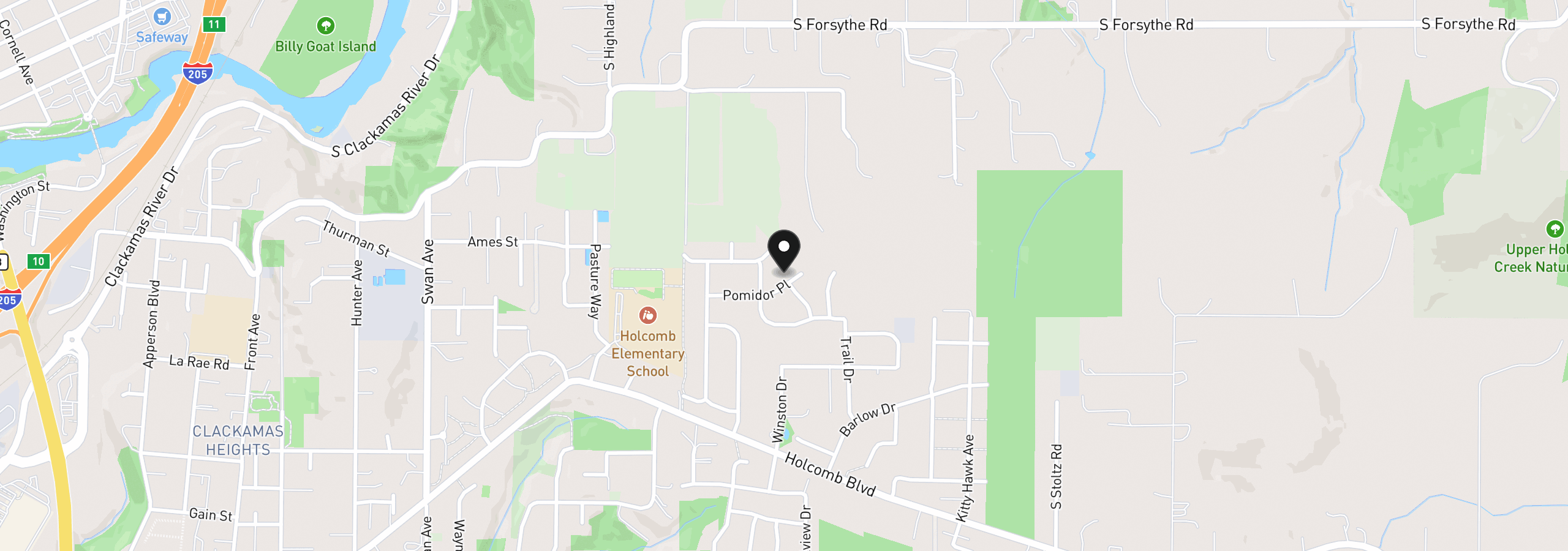 Map showing the location of 15017 Pomidor Pl, Oregon City, OR 97045