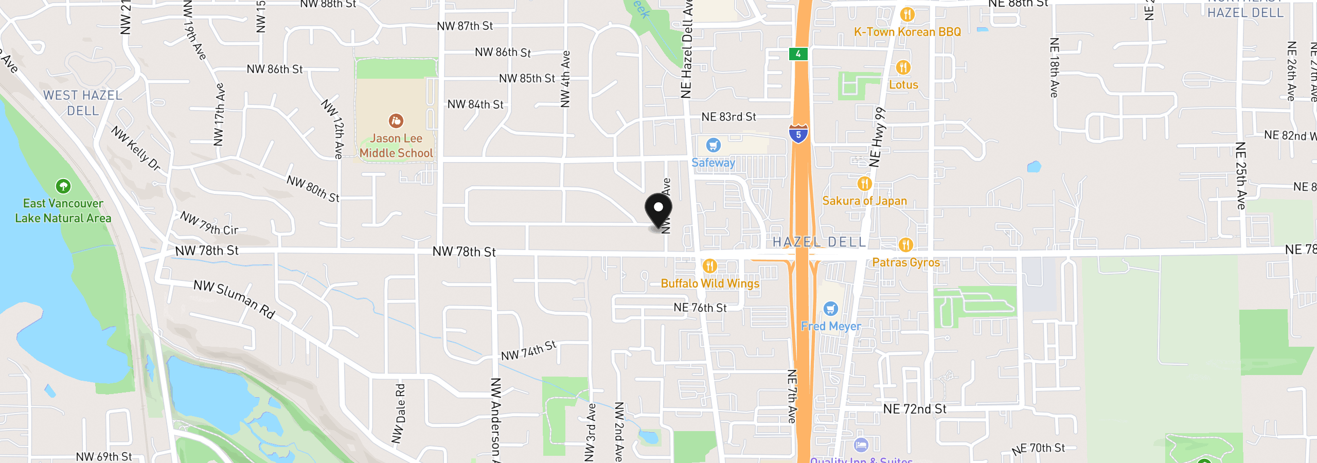 Map showing the location of 101 NW 79th St, Vancouver, Wa 98665