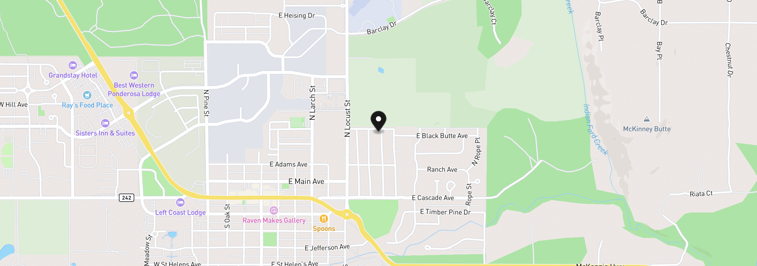 Map showing the location of 747 E Black Butte Ave, Sisters, OR 97759