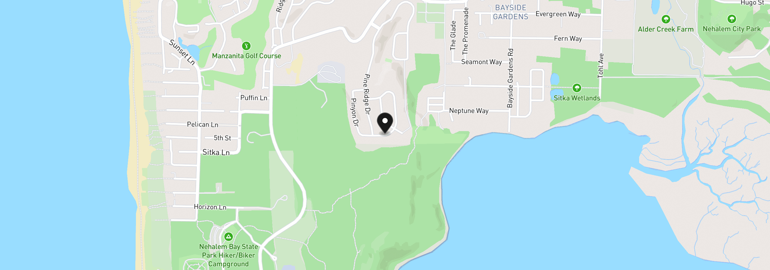 Map showing the location of 34725 Lodgepole Dr, Manzanita, OR 97130