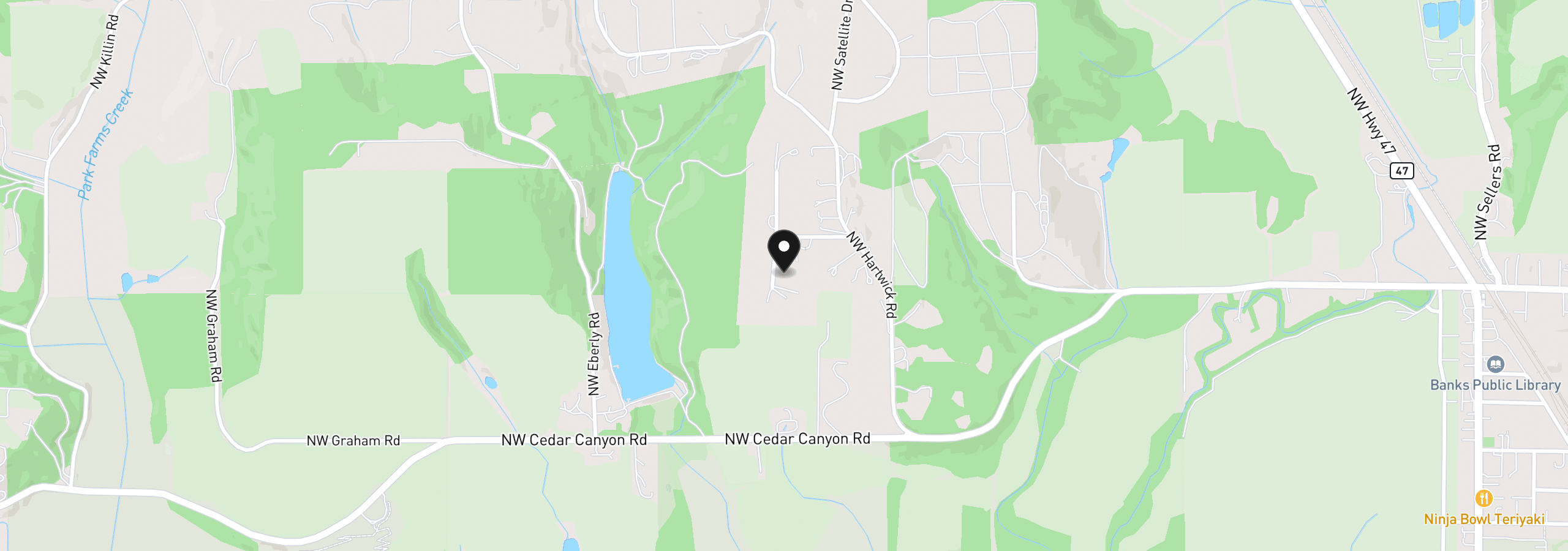 Map showing the location of 14060 NW Grandview Pl, Banks, OR 97106