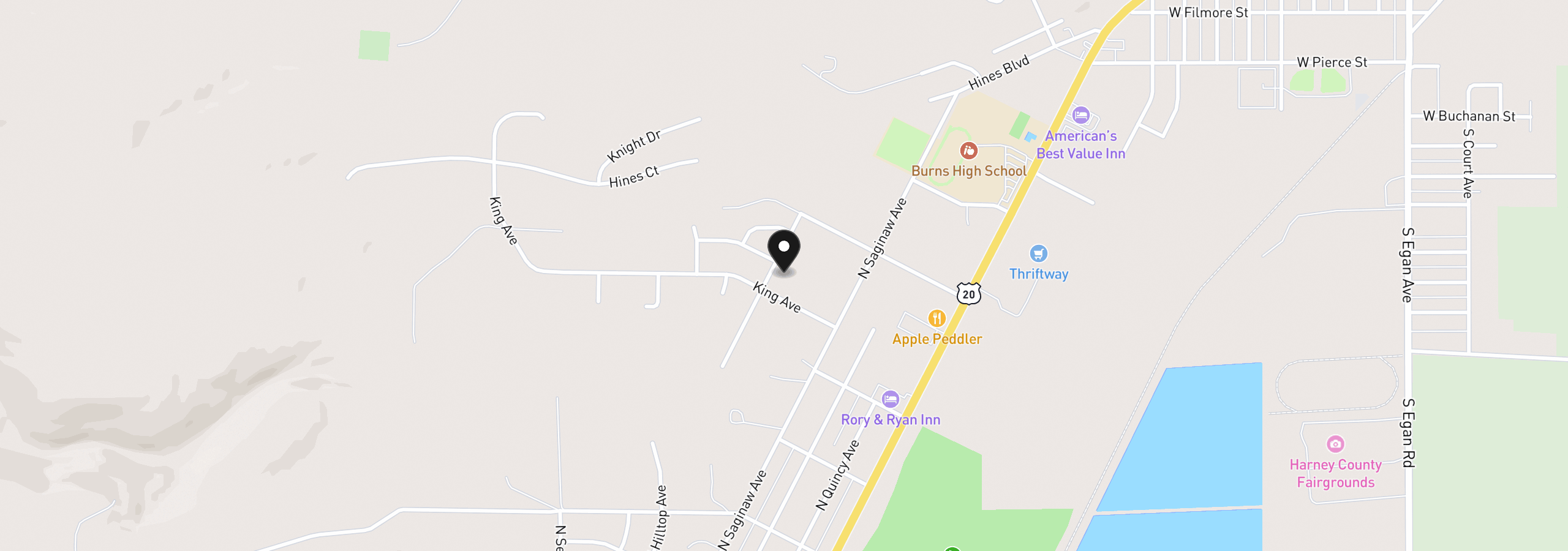 Map showing the location of 446 Westridge Ave, Hines, OR 97738