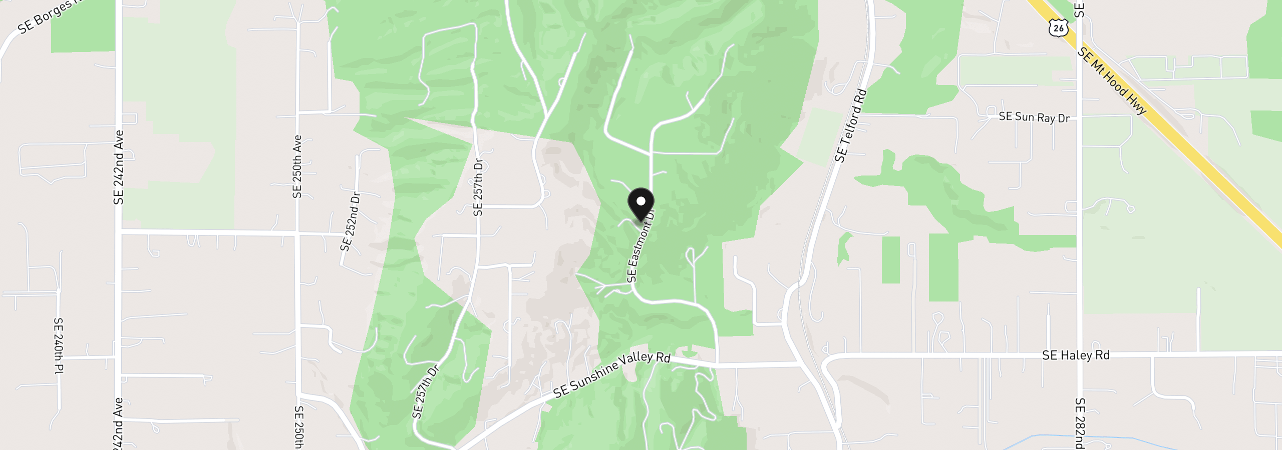 Map showing the location of 10321 SE Eastmont Dr, Damascus, OR 97089