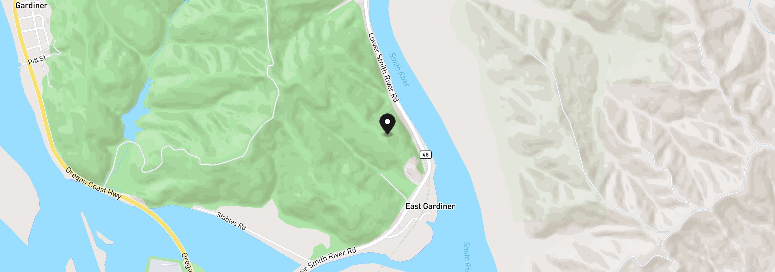 Map showing the location of 0 Lower Smith River Rd, Reedsport, OR 97467