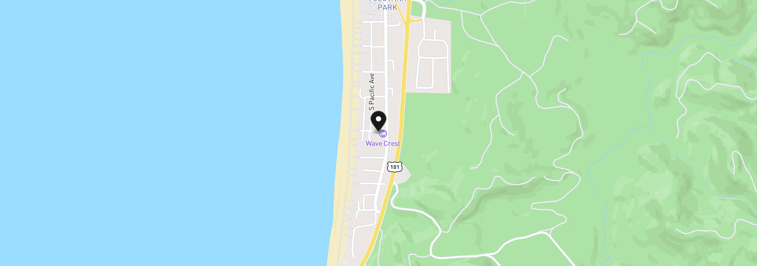 Map showing the location of 131 Brallier Rd 3, Cannon Beach, OR 97110
