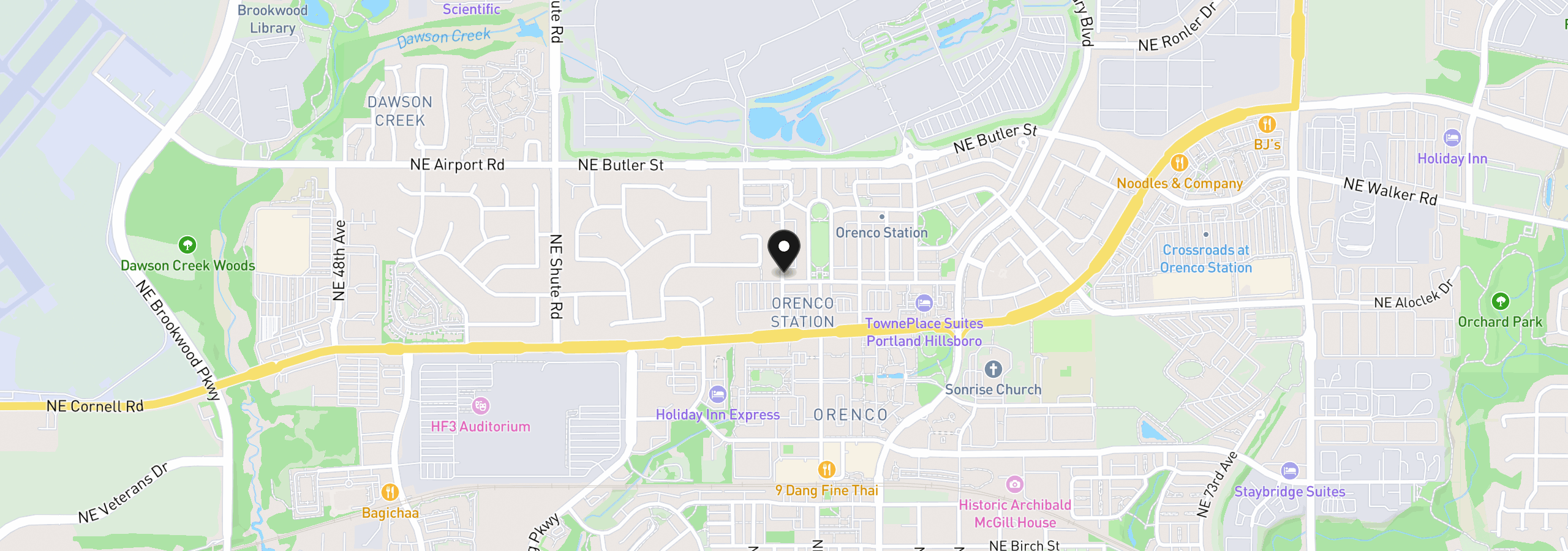Map showing the location of 1504 NE 61st Ave, Hillsboro, OR 97124