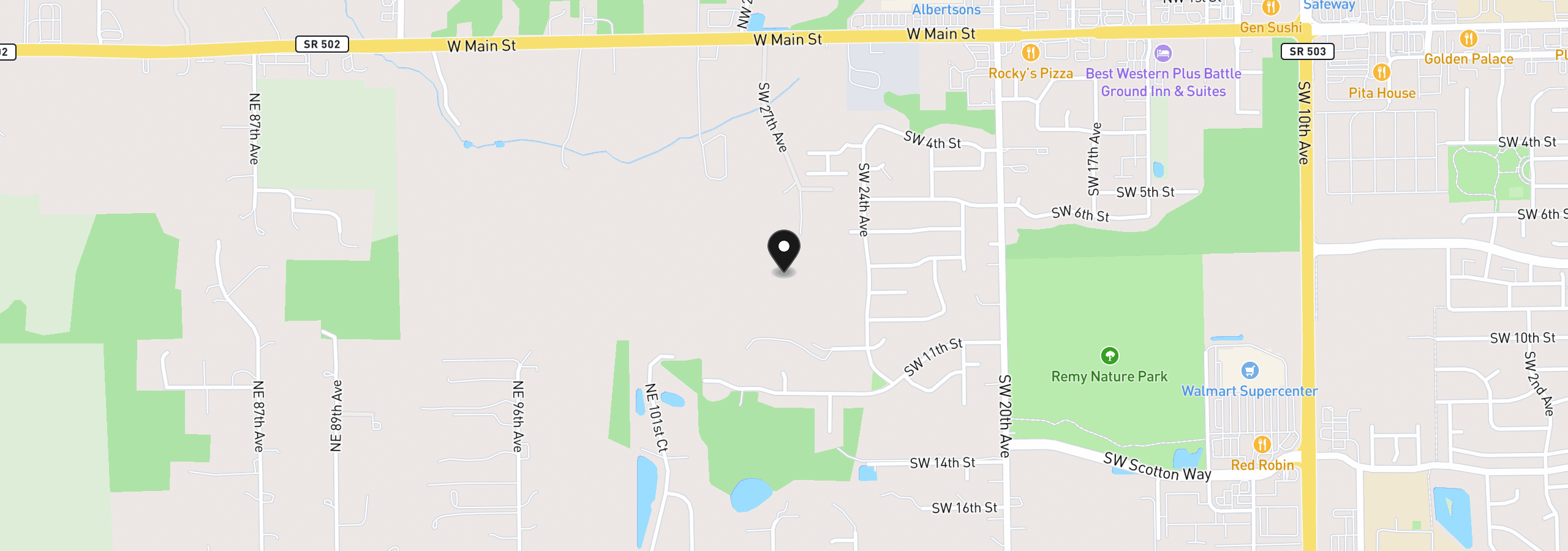 Map showing the location of 601 SW 27th Ave, Battle Ground, Wa 98604