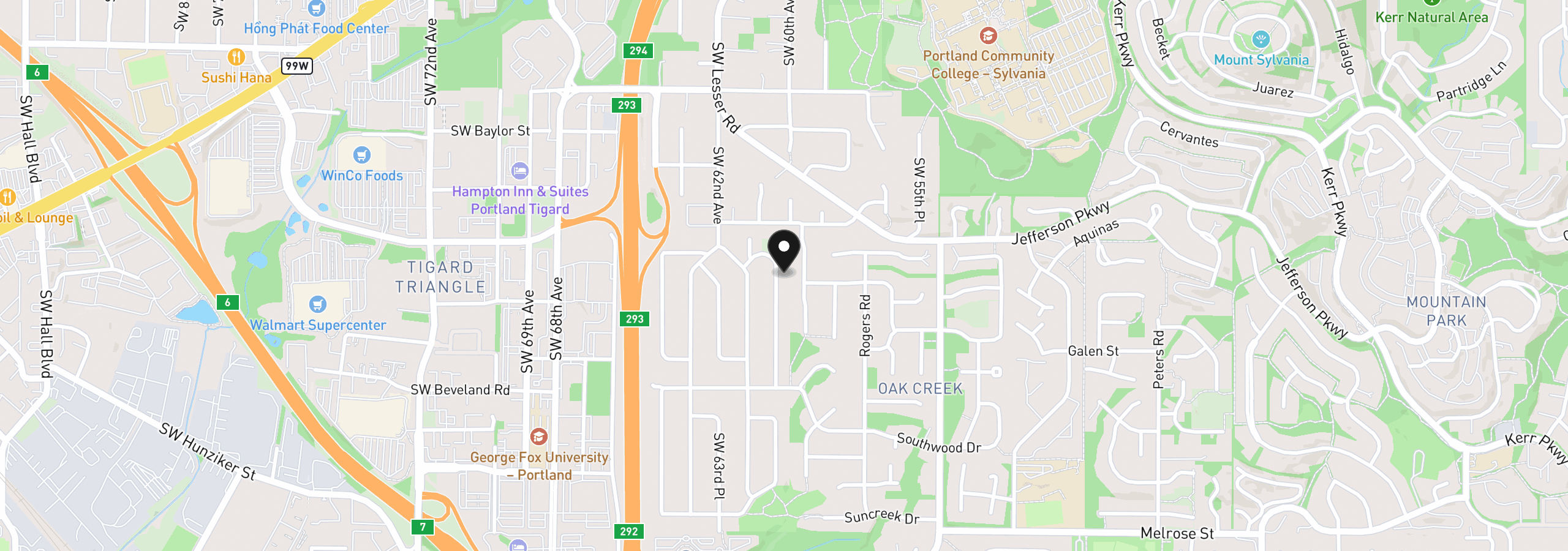 Map showing the location of 12916 SW 61st Ave, Portland, OR 97219