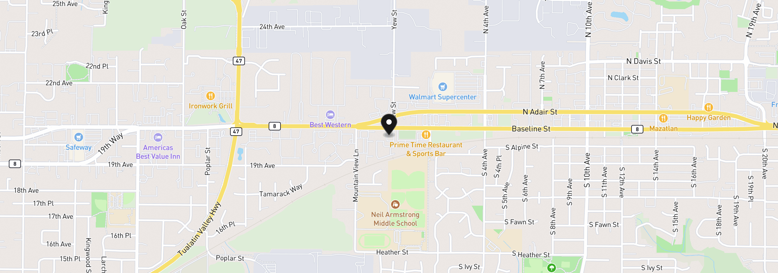 Map showing the location of 4202 Pacific Ave, Forest Grove, OR 97116