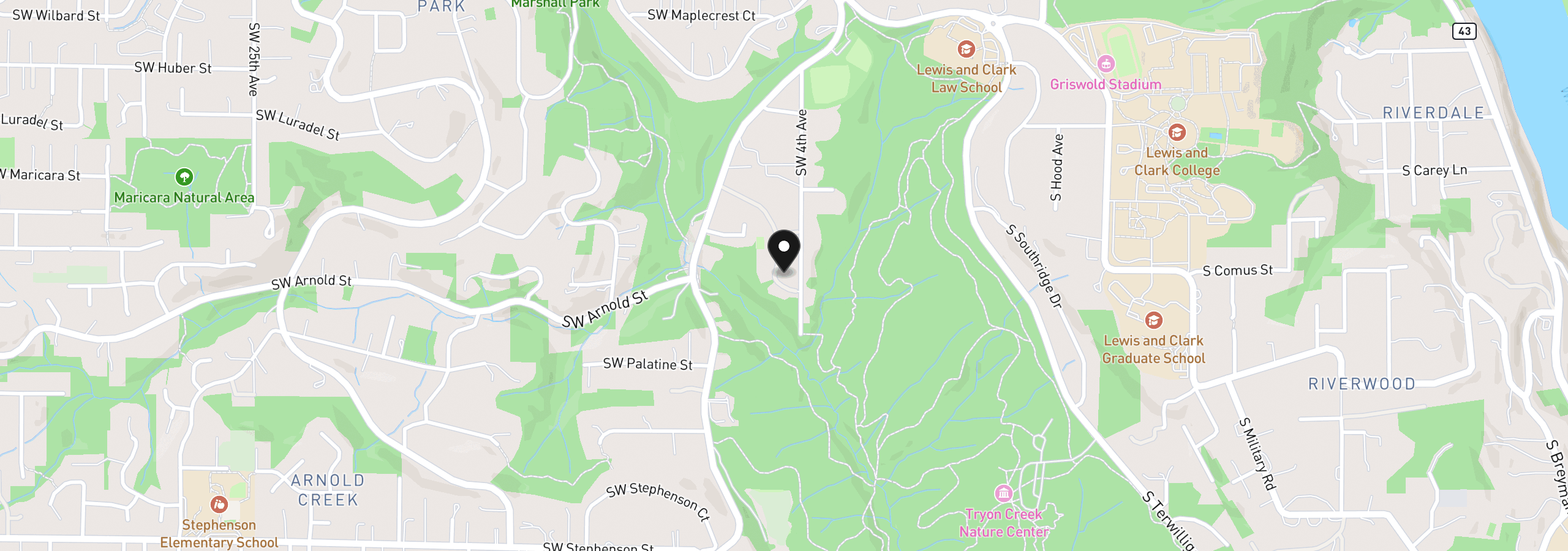 Map showing the location of 503 SW Colony Dr, Portland, OR 97219
