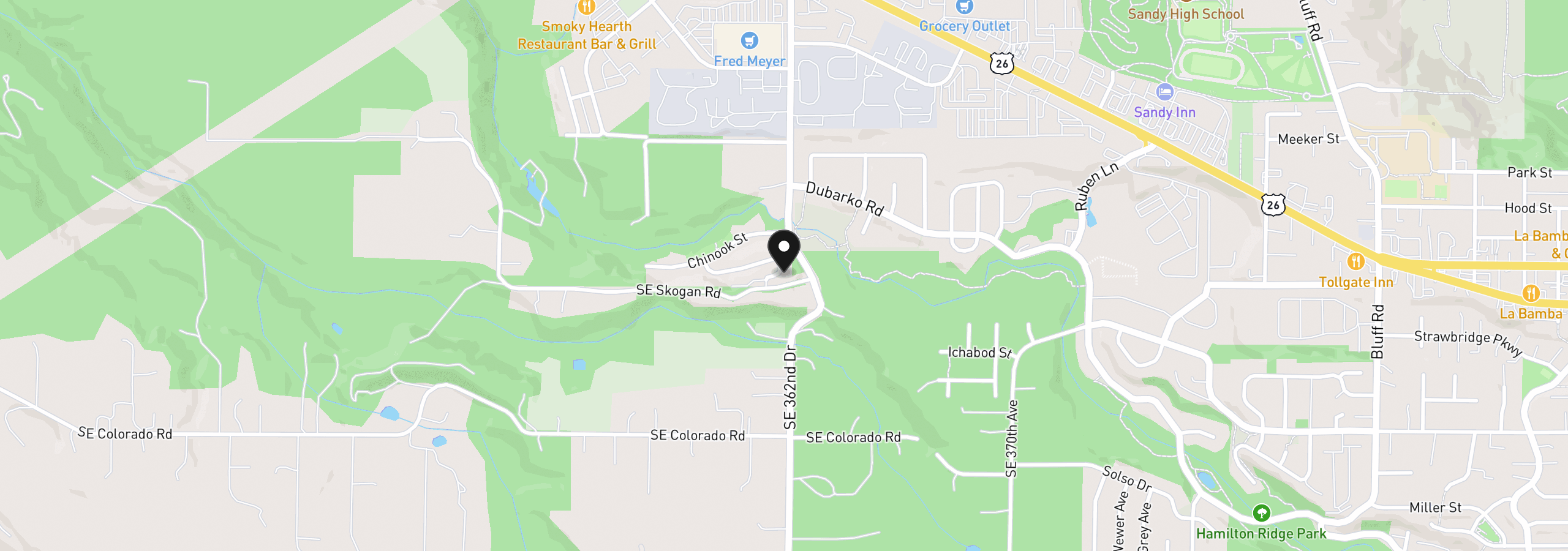 Map showing the location of 17376 Aubin St, Sandy, OR 97055