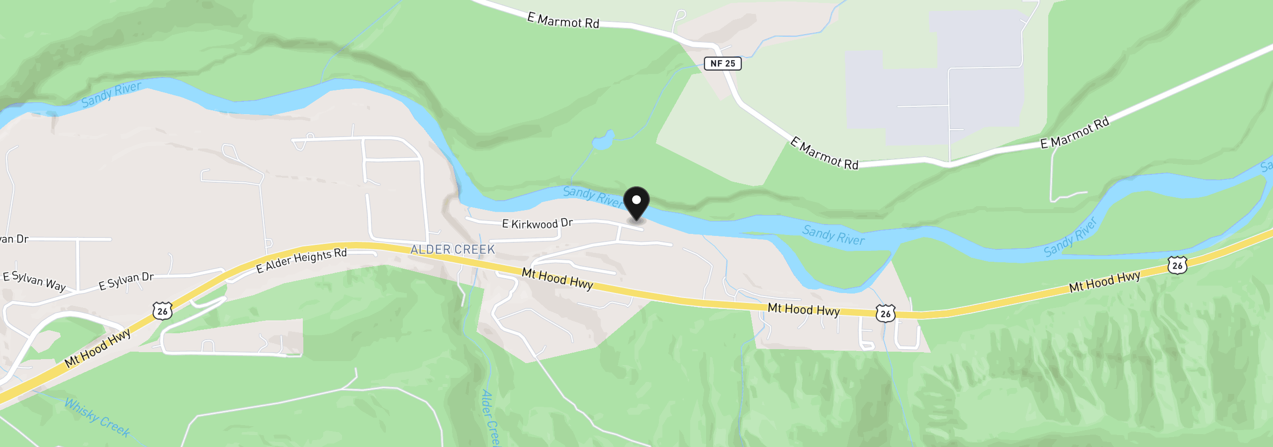 Map showing the location of 55505 SE White Cap Ln, Sandy, OR 97055