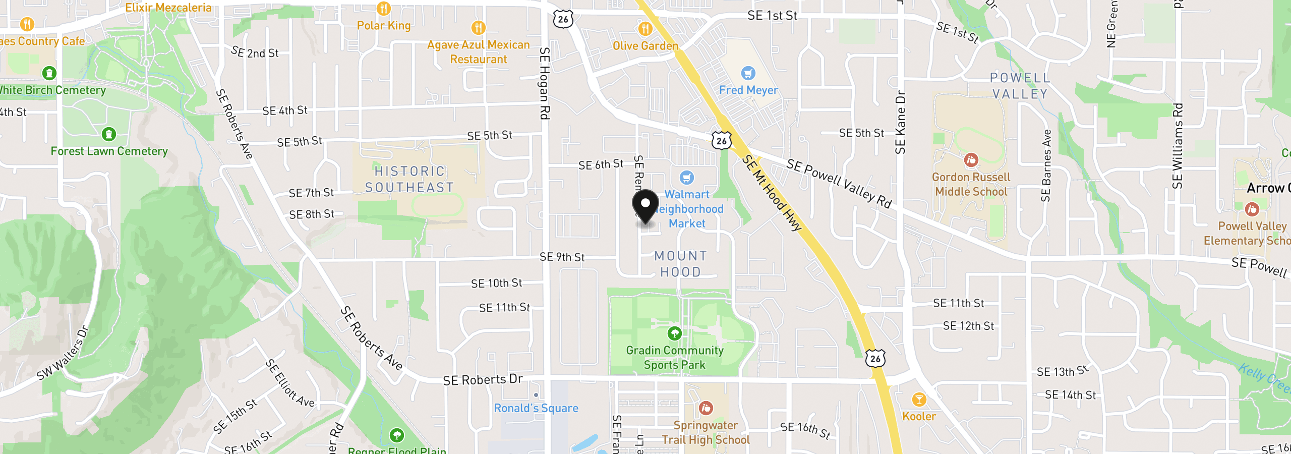 Map showing the location of 726 SE Rene Ave, Gresham, OR 97080