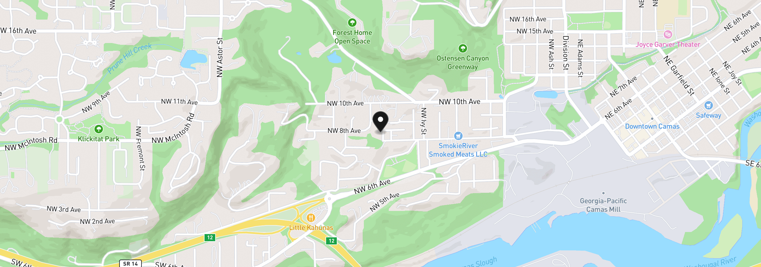 Map showing the location of 733 NW Meadow Ridge Ln, Camas, Wa 98607