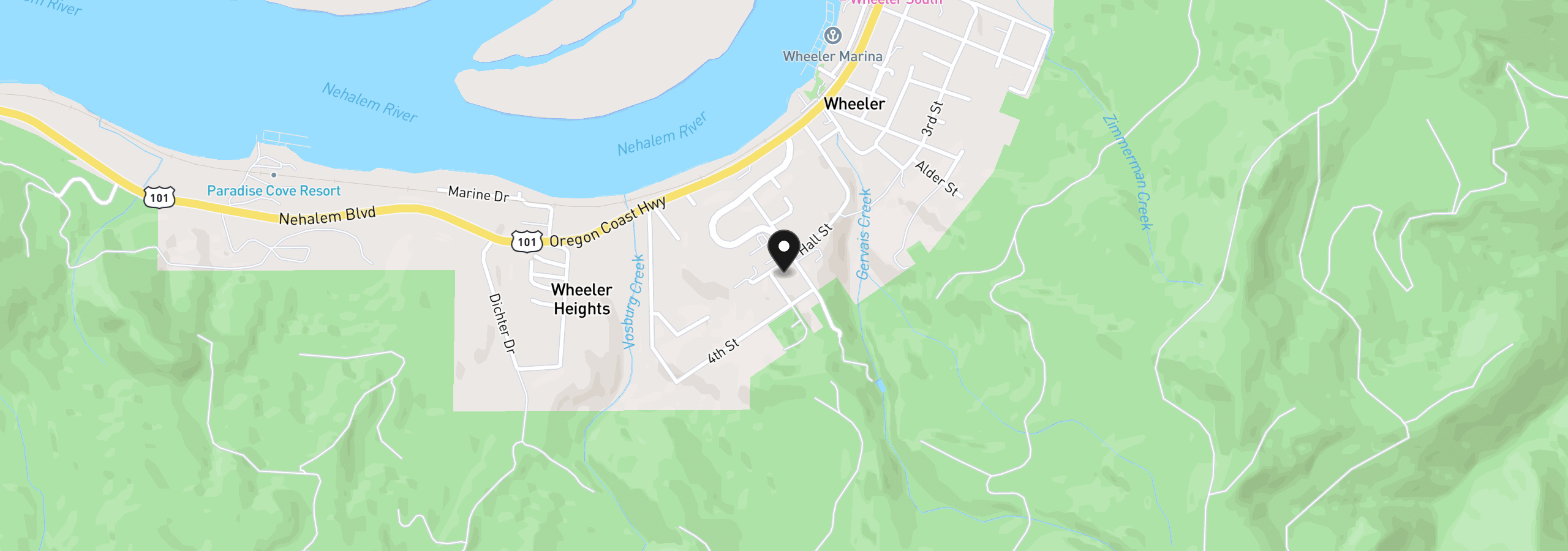 Map showing the location of 333 Vosburg St, Wheeler, OR 97147