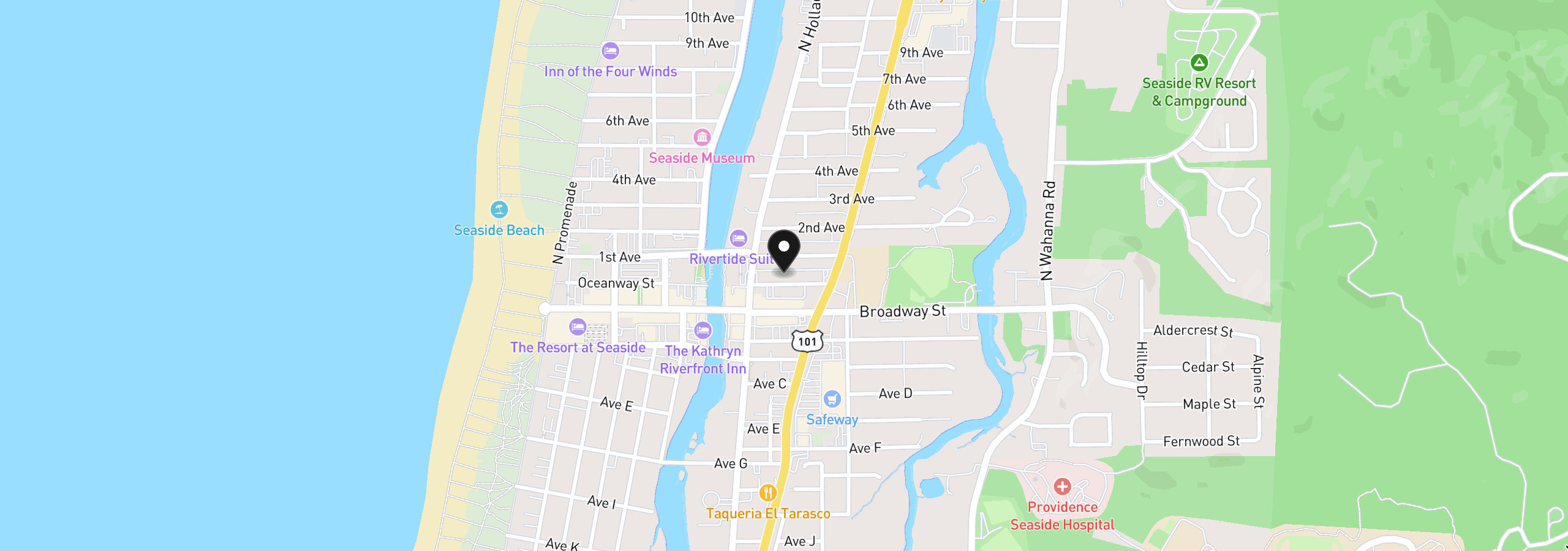 Map showing the location of 820 Oceanway St, Seaside, OR 97138