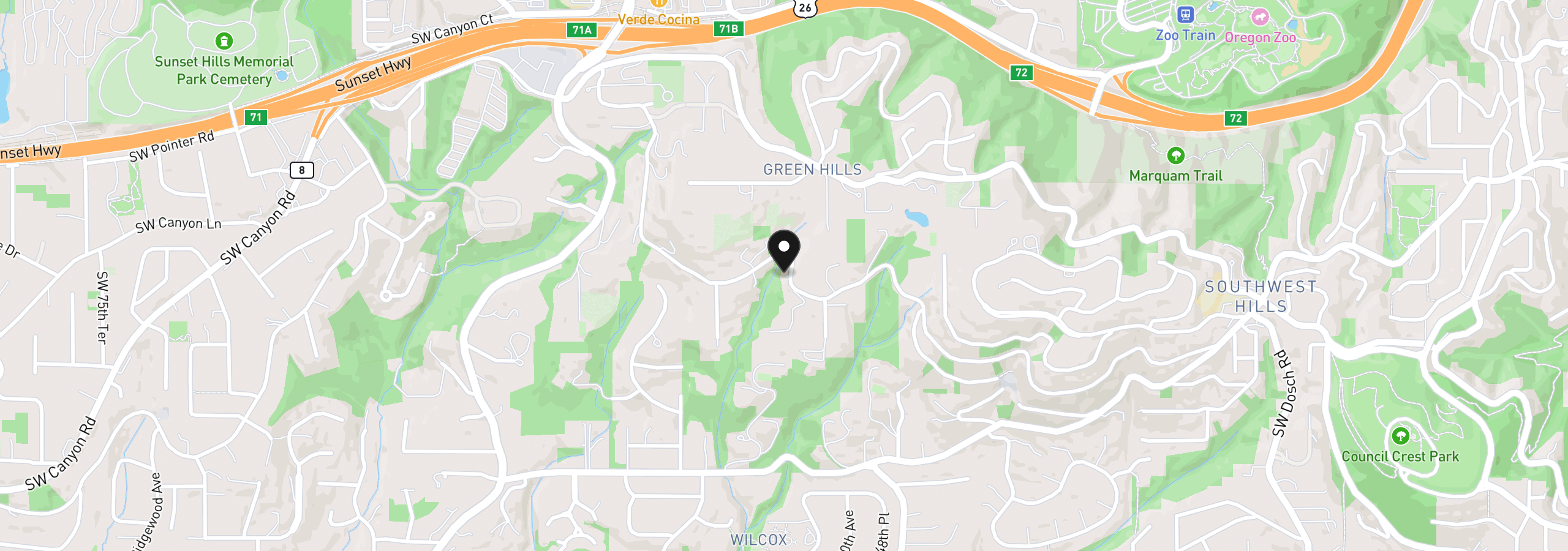 Map showing the location of 5144 SW Hewett Blvd, Portland, OR 97221