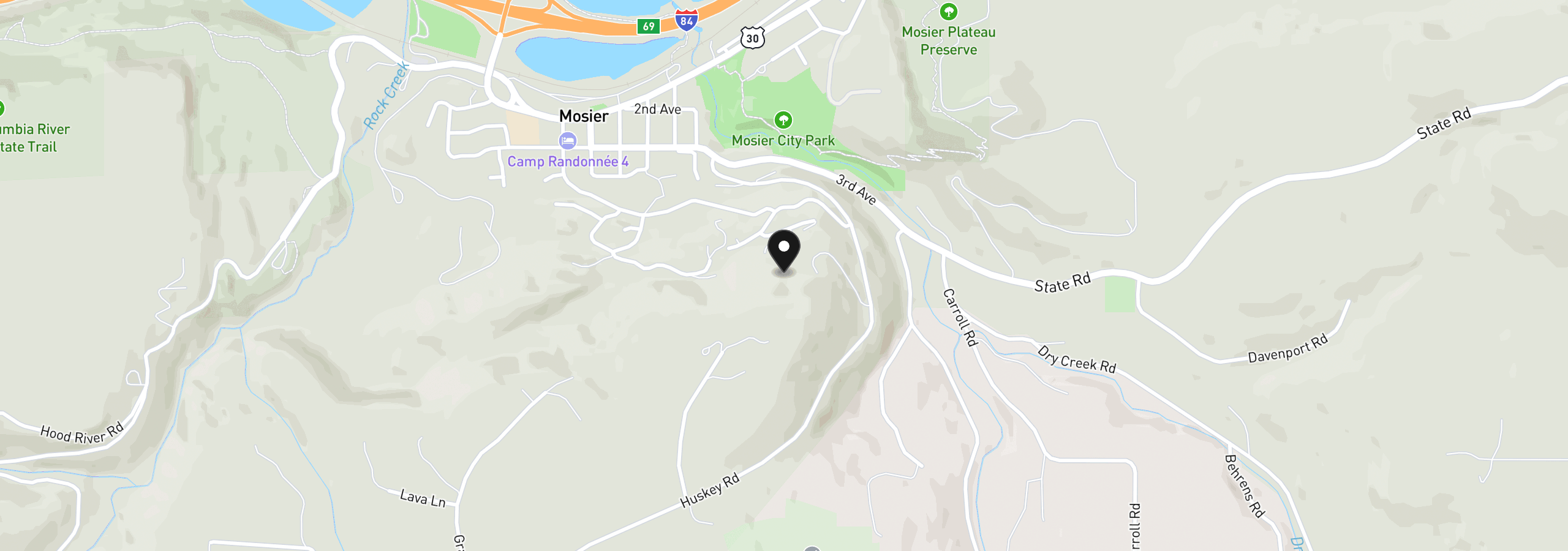Map showing the location of 321 Ponderosa Pl Lot 5, Mosier, OR 97040