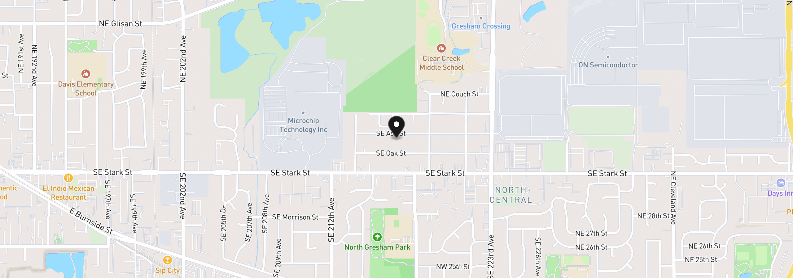 Map showing the location of 21620 SE Ash St, Gresham, OR 97030