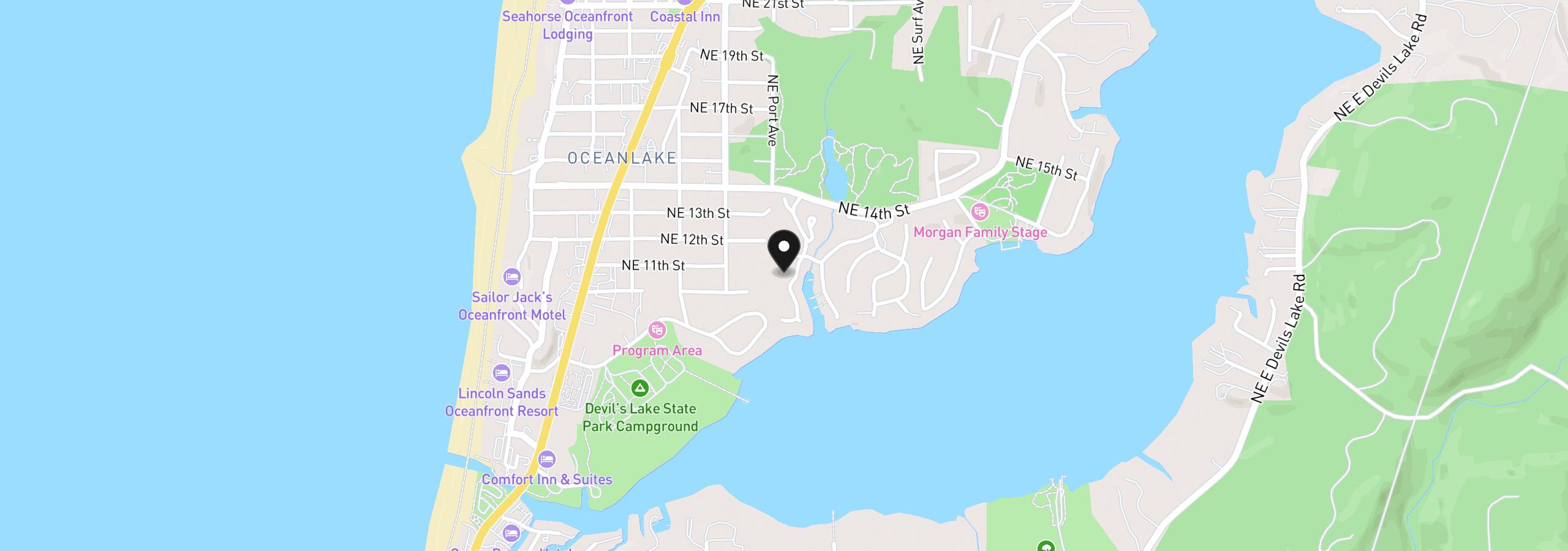 Map showing the location of 2011 NE Devils Ridge Rd, Lincoln City, OR 97367