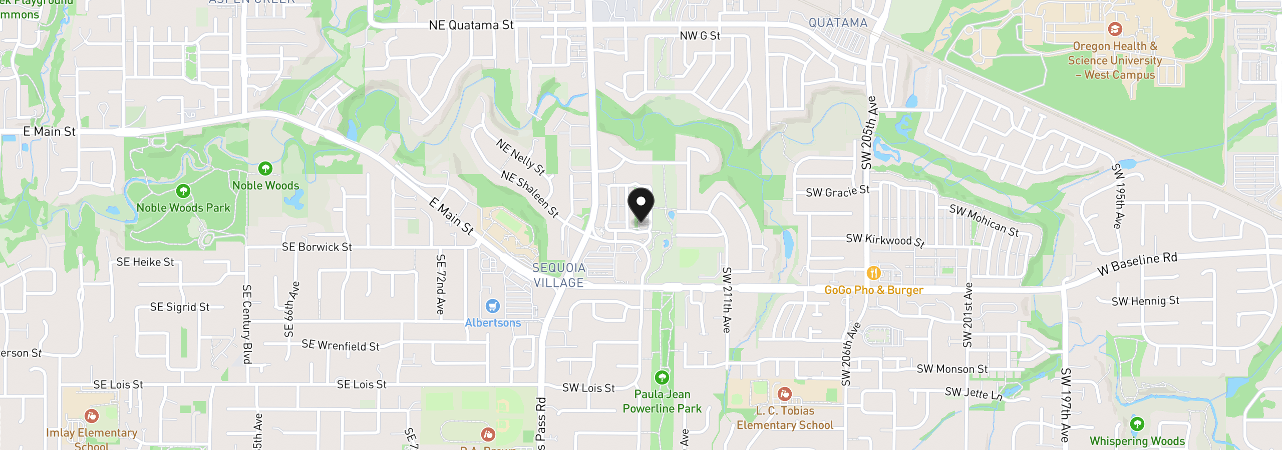 Map showing the location of 7953 NE Heiser St, Hillsboro, OR 97006