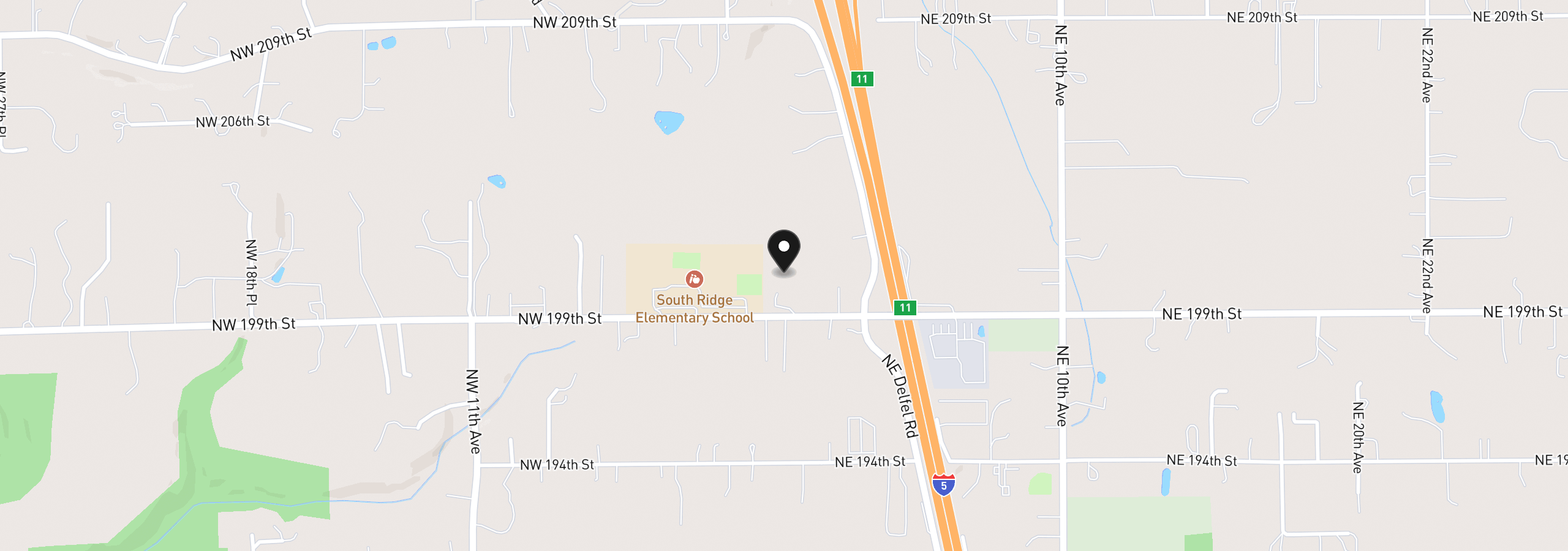 Map showing the location of 108 NW 199th St, Ridgefield, Wa 98642
