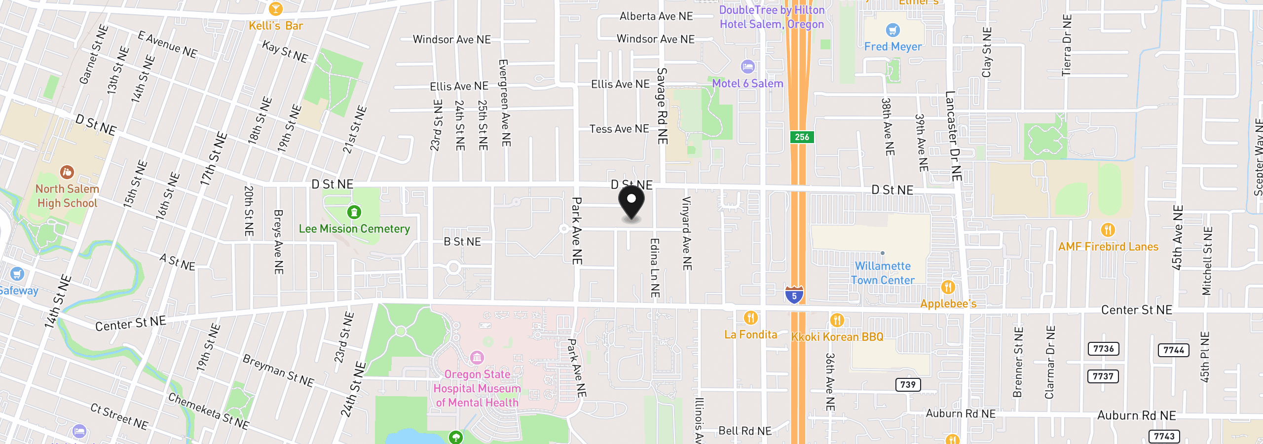 Map showing the location of 3065 Knox Ave, Salem, OR 97301