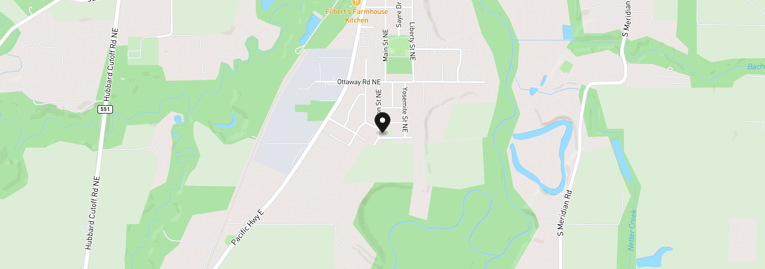 Map showing the location of 20756 Yukon St NE, Aurora, OR 97002