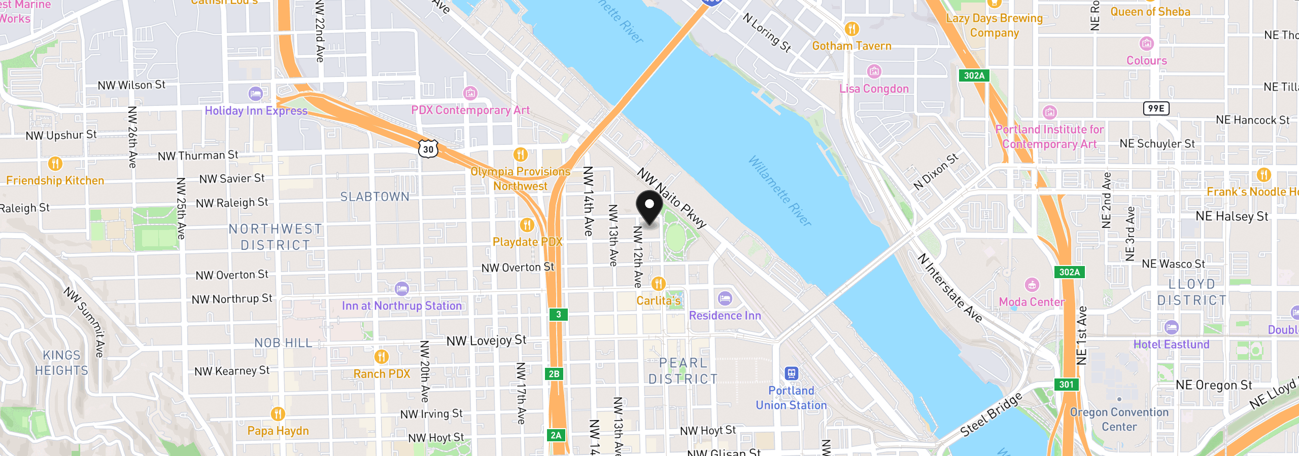 Map showing the location of 1150 NW Quimby St 340, Portland, OR 97209