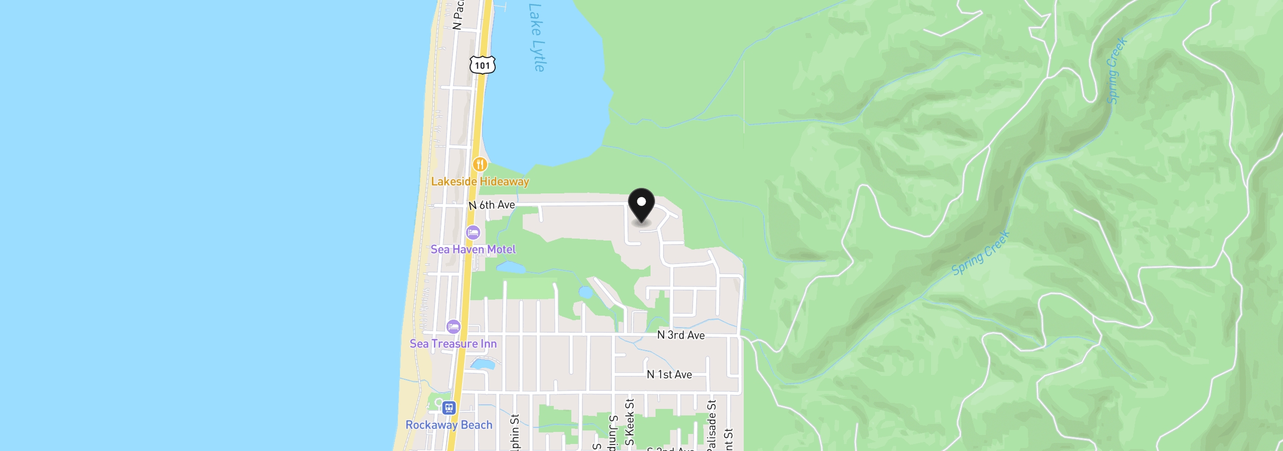 Map showing the location of 507 Cedar Creek Cir, Rockaway Beach, OR 97136