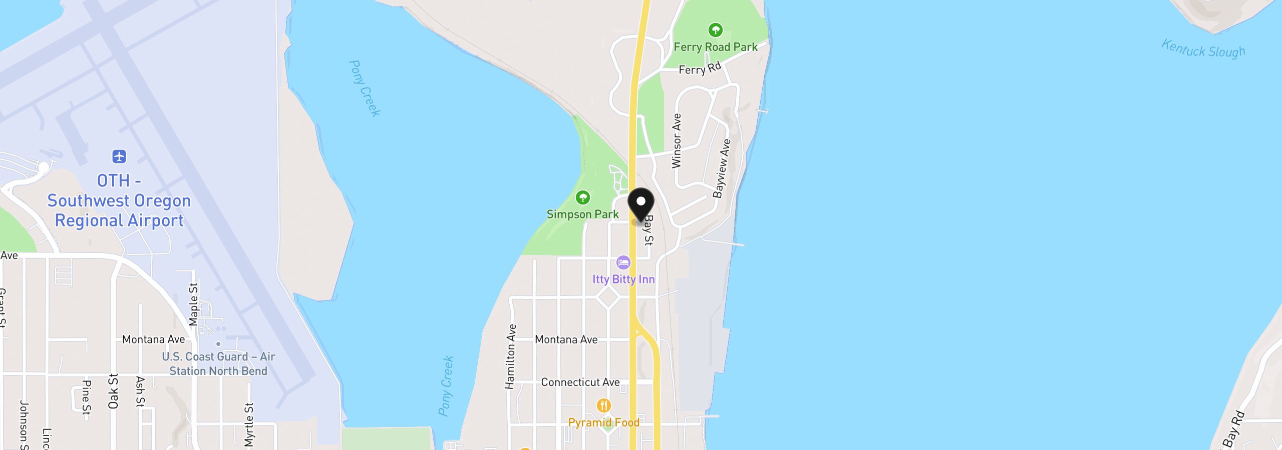 Map showing the location of 1447 Sherman Ave, North Bend, OR 97459