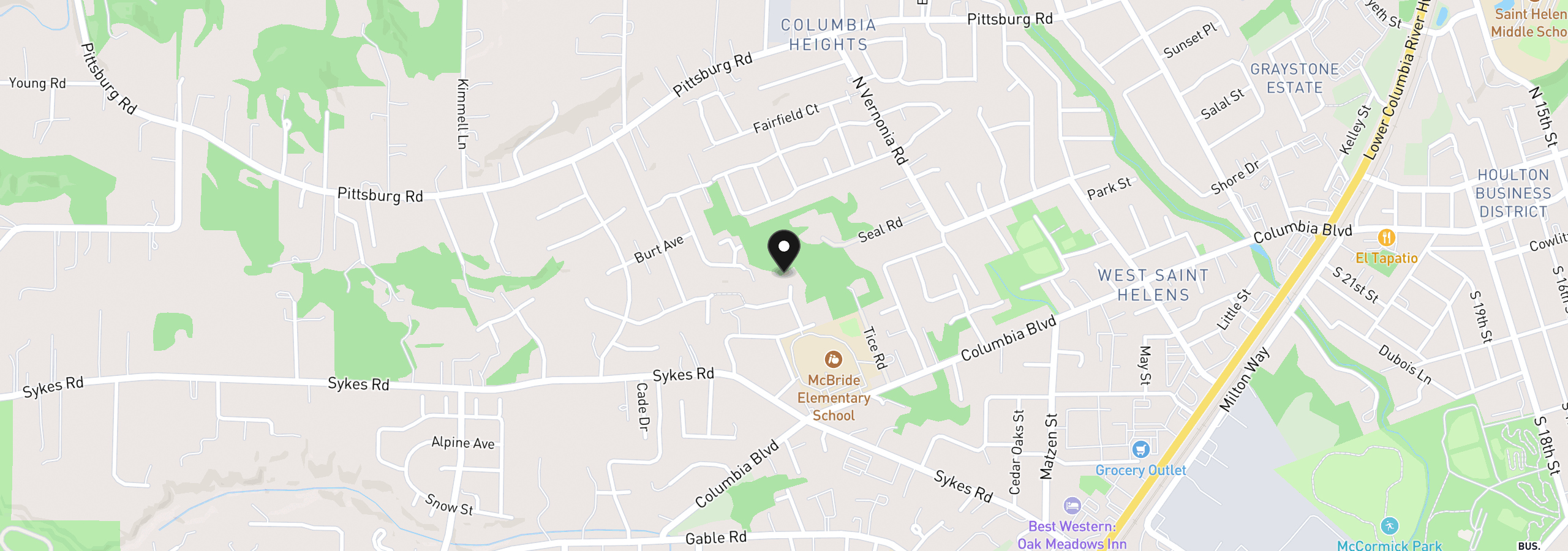 Map showing the location of 59420 Ponderosa Dr, St. Helens, OR 97051