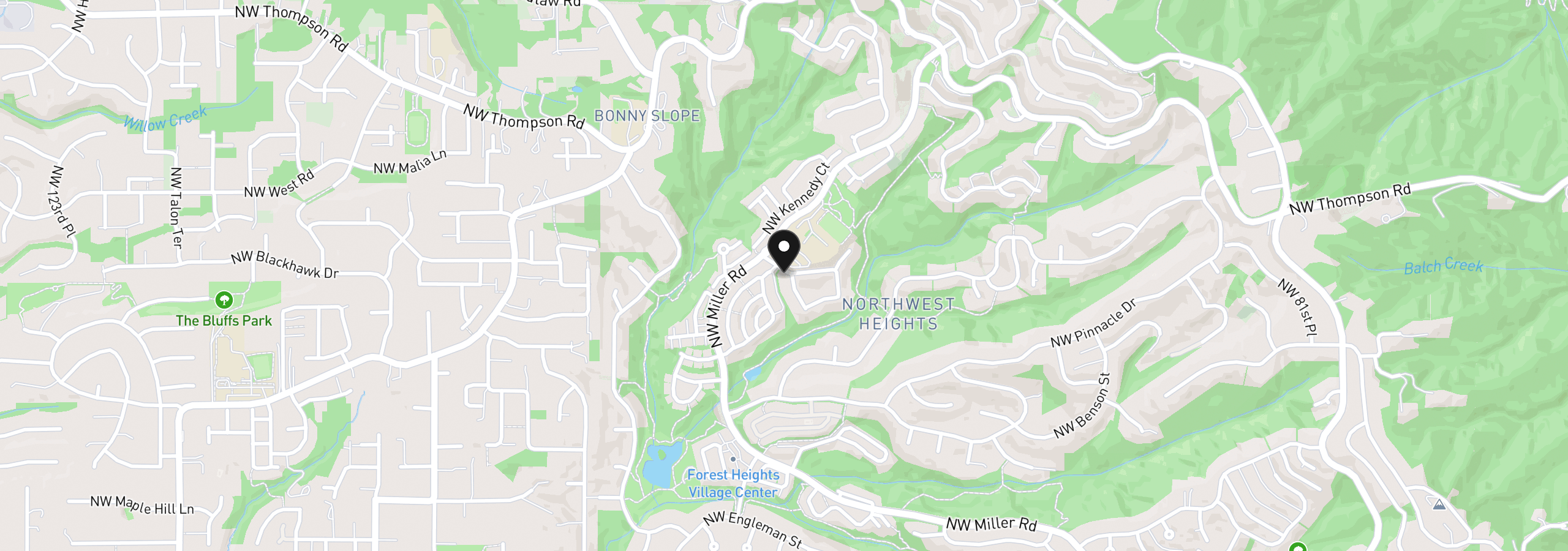 Map showing the location of 2541 NW Marsden Pl, Portland, OR 97229