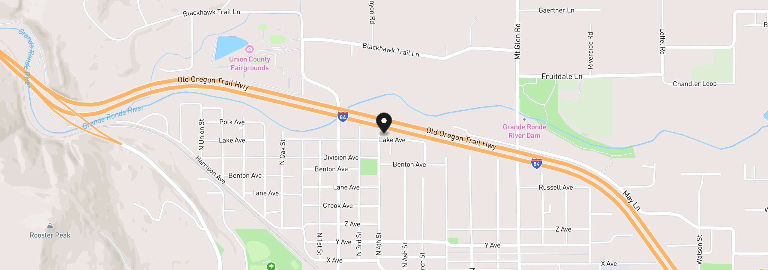 Map showing the location of 3201 N 4th St, La Grande, OR 97850