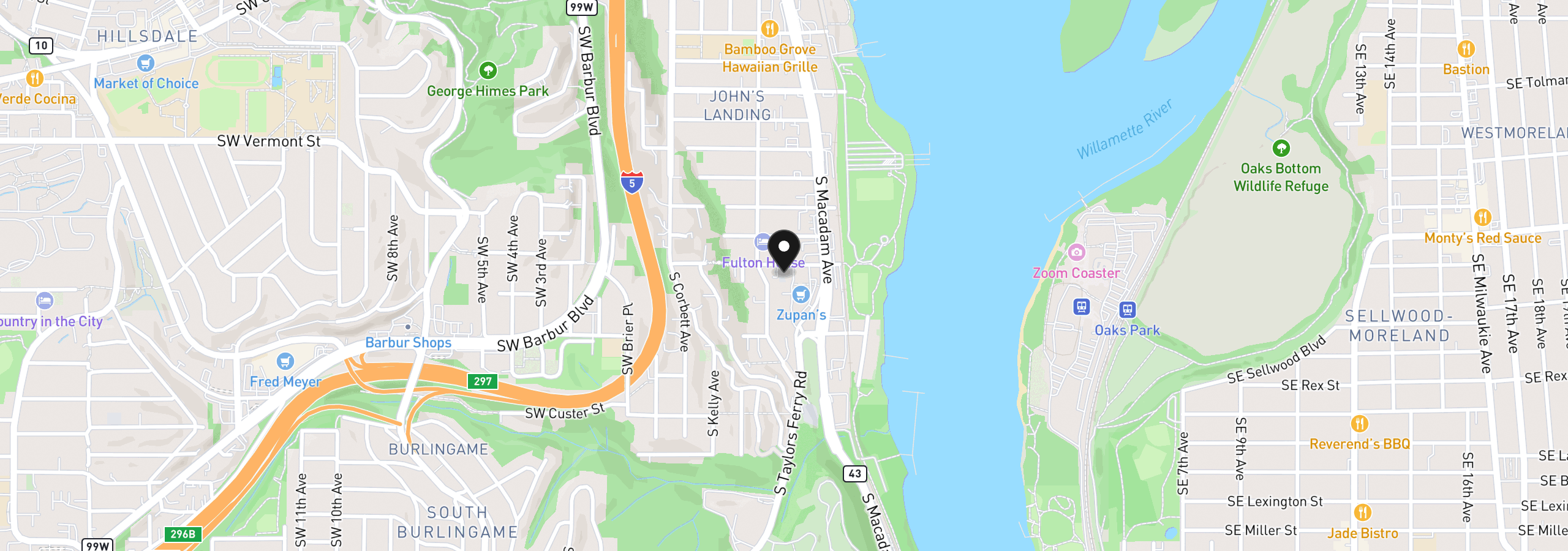 Map showing the location of 540 S Nevada St, Portland, OR 97219