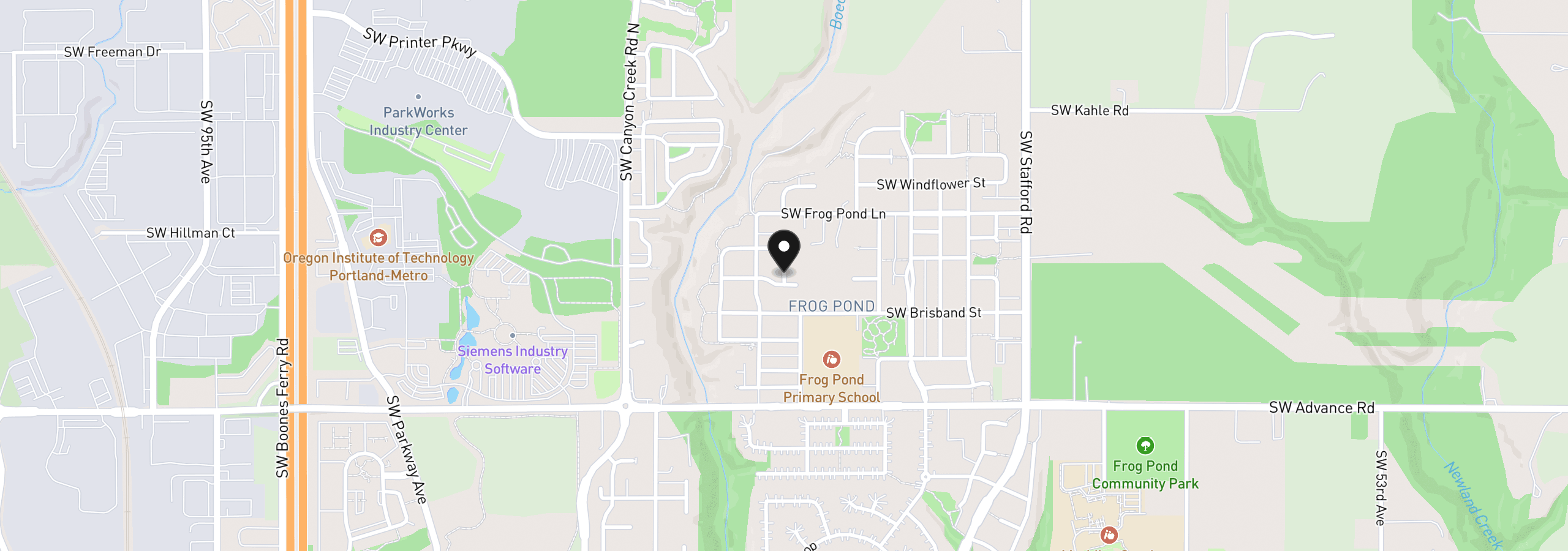 Map showing the location of 27535 SW Painter Dr, Wilsonville, OR 97070