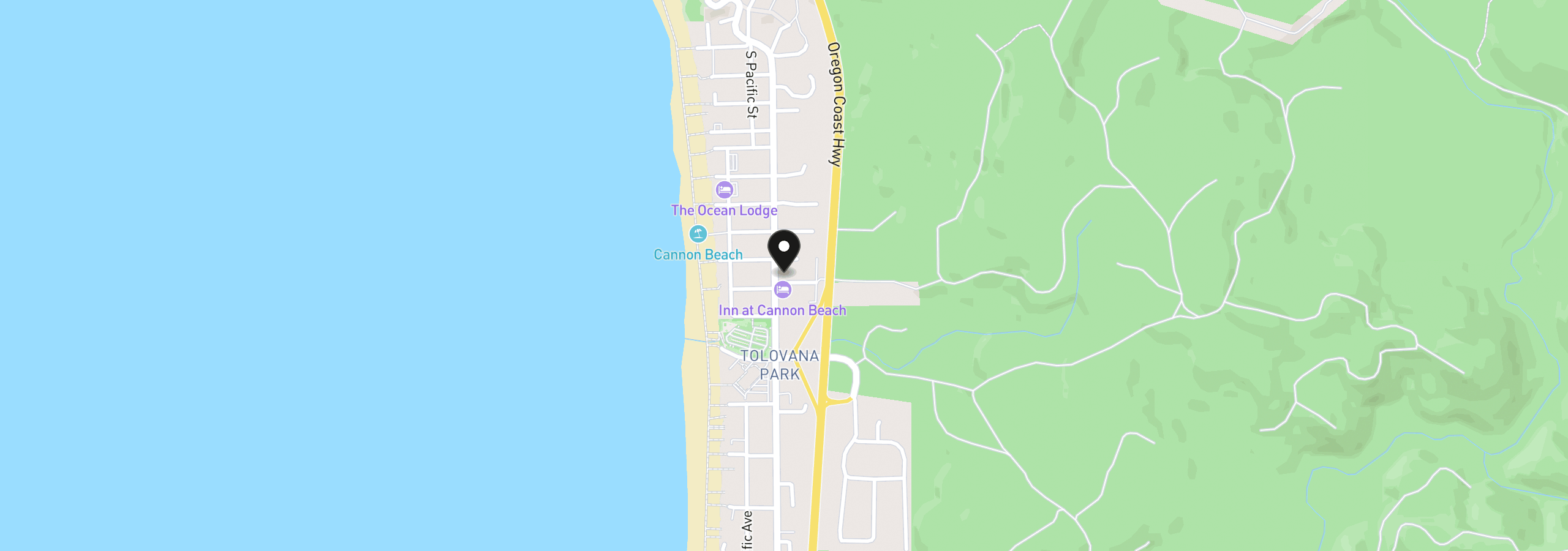 Map showing the location of 132 E Surfcrest Ave #B2-H, Cannon Beach, OR 97110